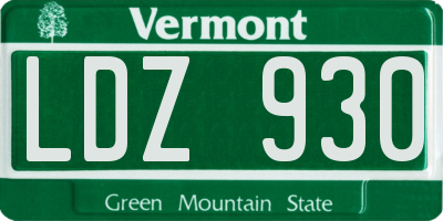 VT license plate LDZ930