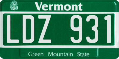 VT license plate LDZ931