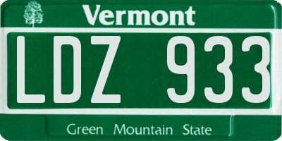 VT license plate LDZ933