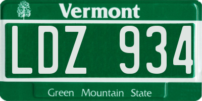 VT license plate LDZ934