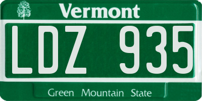 VT license plate LDZ935