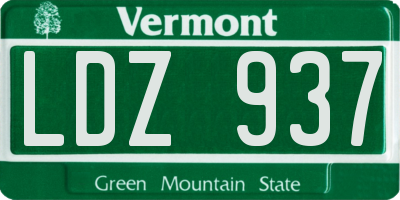 VT license plate LDZ937