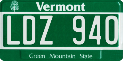 VT license plate LDZ940