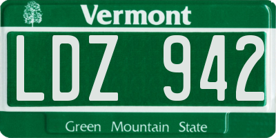 VT license plate LDZ942