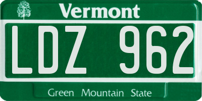 VT license plate LDZ962