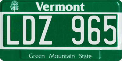 VT license plate LDZ965