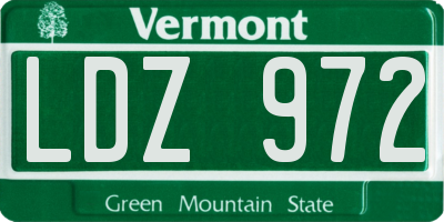 VT license plate LDZ972