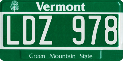 VT license plate LDZ978