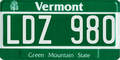 VT license plate LDZ980