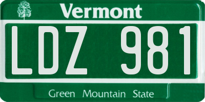 VT license plate LDZ981