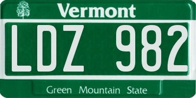 VT license plate LDZ982