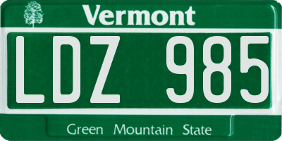 VT license plate LDZ985
