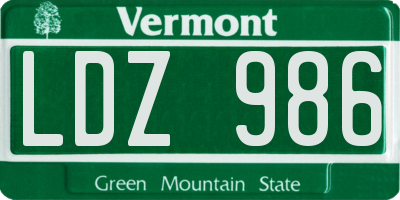 VT license plate LDZ986