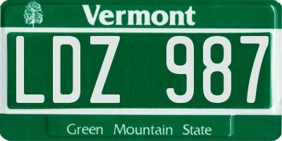 VT license plate LDZ987
