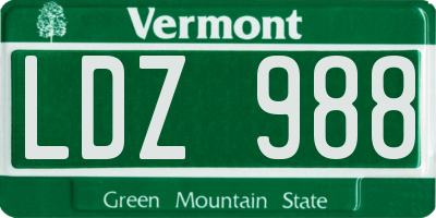 VT license plate LDZ988
