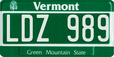 VT license plate LDZ989