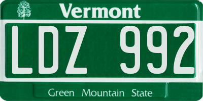 VT license plate LDZ992