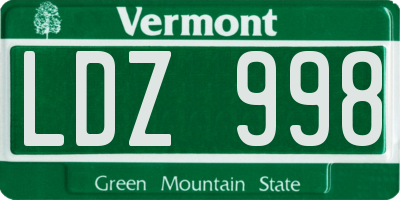VT license plate LDZ998