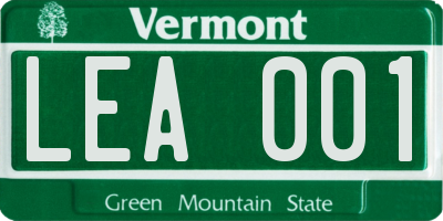 VT license plate LEA001
