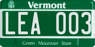 VT license plate LEA003