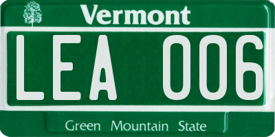 VT license plate LEA006