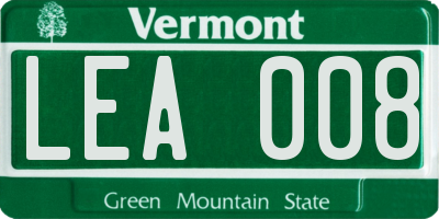 VT license plate LEA008