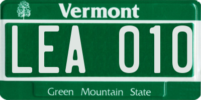 VT license plate LEA010