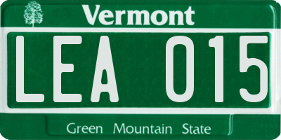 VT license plate LEA015