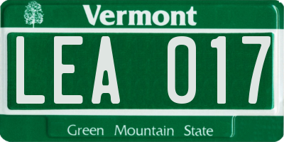 VT license plate LEA017