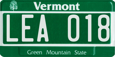 VT license plate LEA018