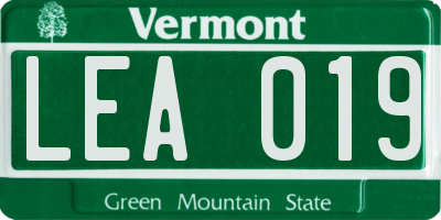 VT license plate LEA019