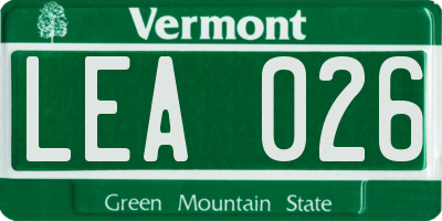 VT license plate LEA026