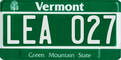 VT license plate LEA027