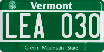 VT license plate LEA030