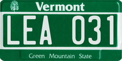 VT license plate LEA031