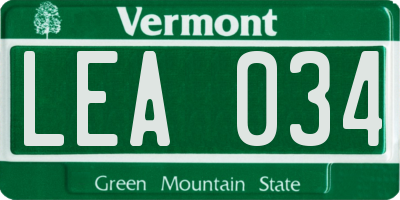 VT license plate LEA034
