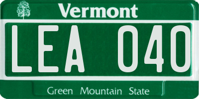 VT license plate LEA040