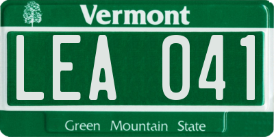 VT license plate LEA041