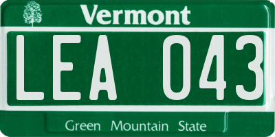 VT license plate LEA043