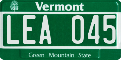 VT license plate LEA045