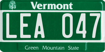 VT license plate LEA047