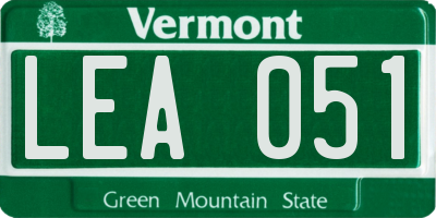 VT license plate LEA051