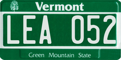 VT license plate LEA052