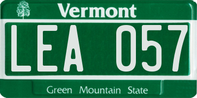 VT license plate LEA057