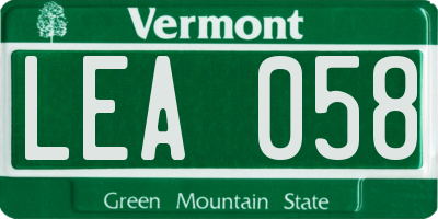 VT license plate LEA058