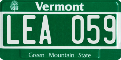 VT license plate LEA059
