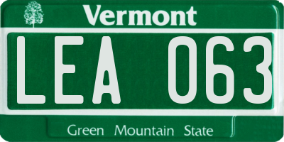 VT license plate LEA063