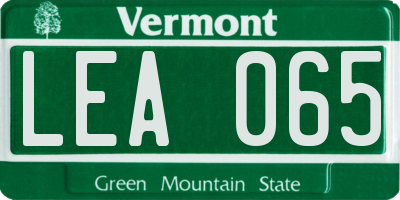 VT license plate LEA065