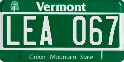VT license plate LEA067