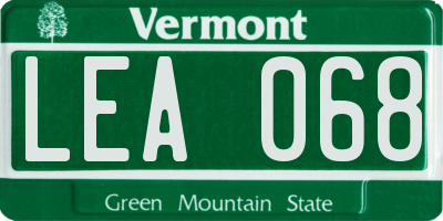 VT license plate LEA068